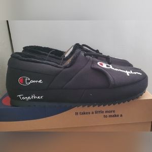 Men's CHAMPION University Zip Slides (Black/White) size 8.0, 9.0, 10.0,11.0 & 12